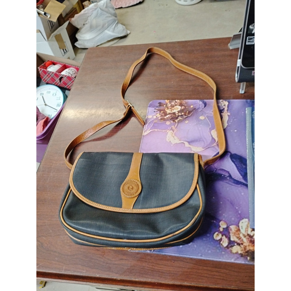 Louvier Paris Vintage Women's Leather Accent Shoulder Crossbody Bag